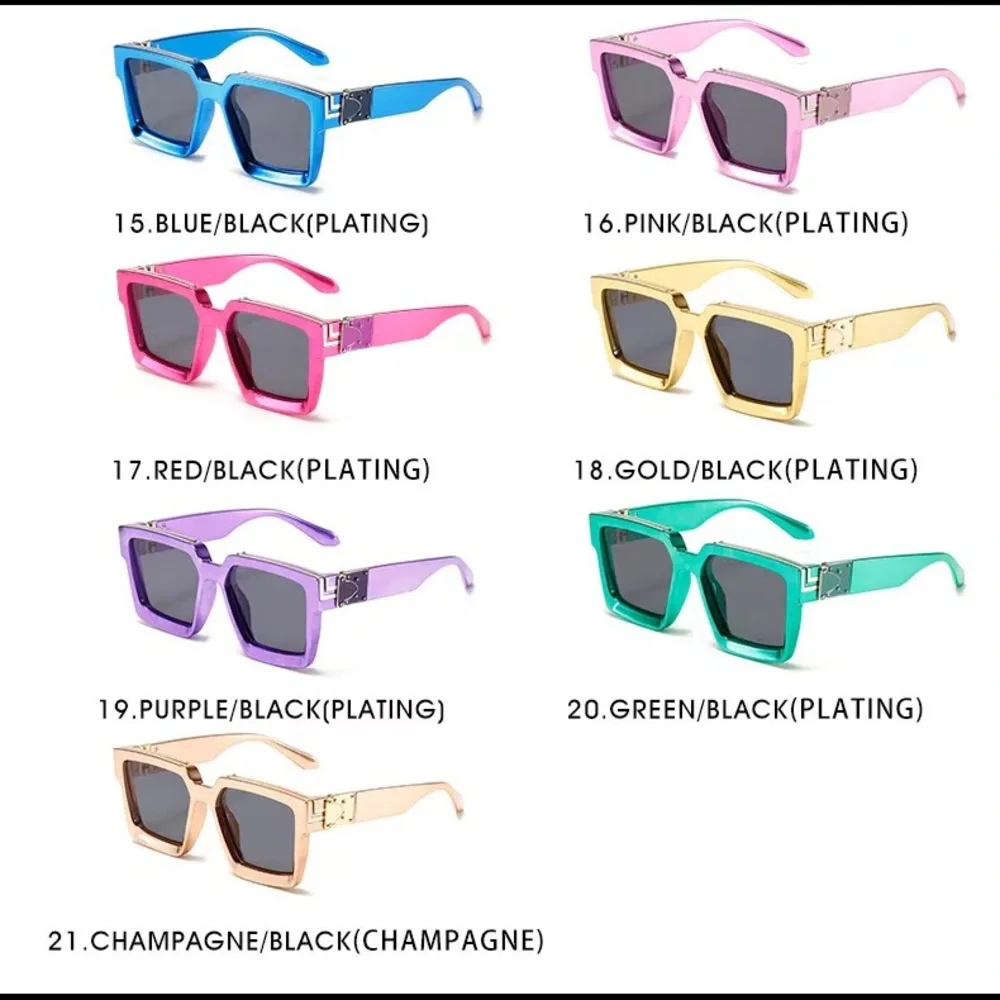Metallic Enamel Gold Luxury Brand Designer Square Sunglasses Men